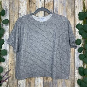 Zara Gray Boxy Short Sleeve Textured Top